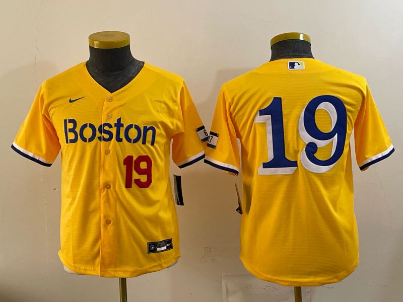 Youth 2025 Boston Red Sox #19 No Name Yellow City Edition Nike MLB Jersey style 02